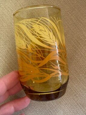 Vintage 1970s Anchor Hocking Golden Wheat Harvest Glasses Set of 4 Made in USA